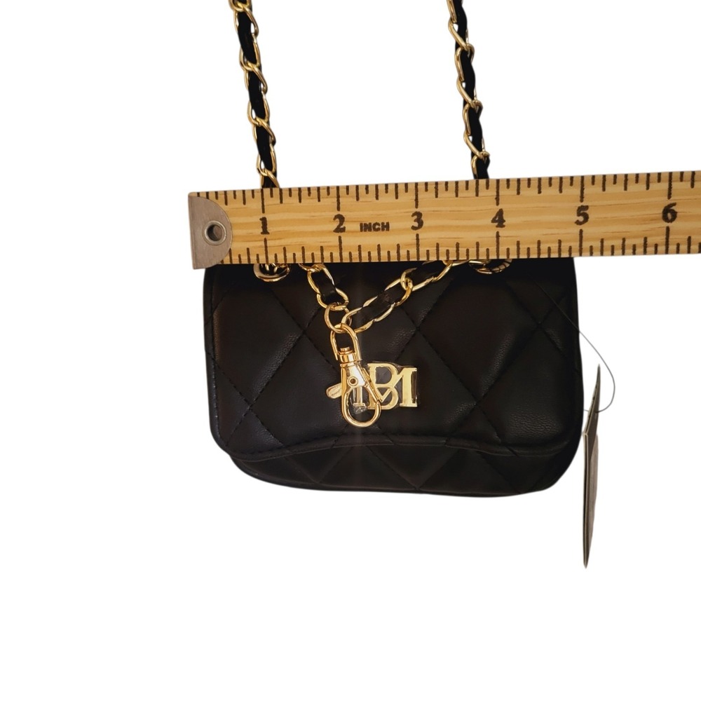 BADGLEY MISCHKA Vegan Leather Quilted Mini Bag Crossbody Black 5"x3.5"x1.5" - Picture 8 of 11